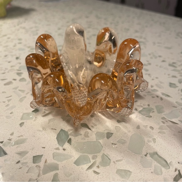 SET OF 2 Green & Pink Vintage Nesting Ashtray Italian Murano Glass Stack Flower - Picture 5 of 15